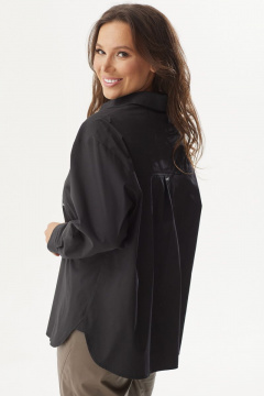 Блуза свободного кроя из хлопка с накладным карманом Магия моды 2305 черный - фото 2