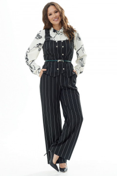 Элегантный костюм из трикотажа со юбкой и жакетом Магия моды 2134 черный_белый_нов - фото 1