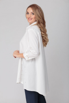 Туника oversize из хлопка с асимметричным низом Anelli 477 белый - фото 5