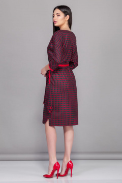 Прямое платье с поясом из текстиля БАГРЯНИЦА 3022 крупная_клетка - фото 2