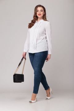 Классическая блуза из мягкой «Ниццы» в демисезон Anelli 408 молочный - фото 1