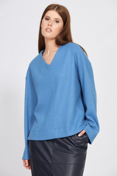 Экокожаная миди юбка с прорезными карманами EOLA 2452 темно-синий - фото 3