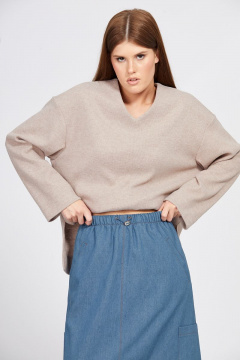 Юбка прямая миди из джинса с разрезом и тесьмой EOLA 2456 темно-голубой - фото 5