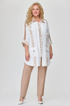 Костюм из бежевого текстиля с кардиганом и брюками Svetlana-Style 1629 бежевый - фото 1