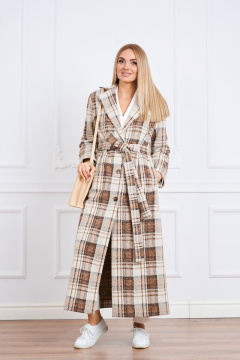 Пальто из пальтовой ткани с поясом и отложным воротником Azzara 3112 - фото 1