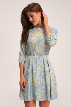 Короткое летнее платье с растительным принтом и элегантным кройом Панда 92080w голубой - фото 2