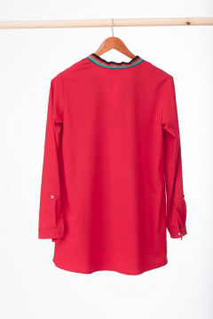 Блуза свободного кроя из мягкой ткани с складками Anelli 479 красный - фото 4