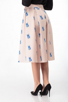 Юбка пышная из текстиля с съемным поясом для офиса Anelli 646 пудра_мопсы - фото 5