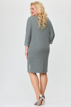 Трикотажное свободное платье с V-образным вырезом и стразы Svetlana-Style 1820 мох - фото 2