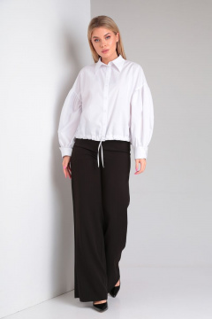 Демисезонная рубашка из хлопка с фасоном оверсайз DOGGI 0171 белый - фото 4