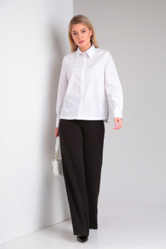 Классическая рубашка из текстиля с отложным воротником DOGGI 0181 белый - фото 5