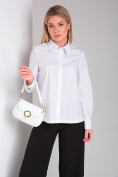 Классическая рубашка из текстиля с отложным воротником DOGGI 0181 белый - фото 4