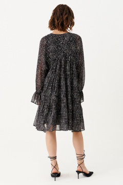 Нарядное платье из шифона с нижним платьем и сборками Панда 159990w черный - фото 2