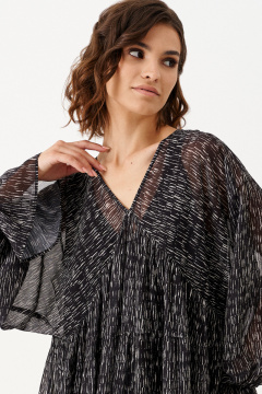 Нарядное платье из шифона с нижним платьем и сборками Панда 159990w черный - фото 3