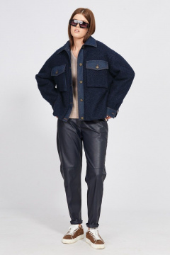 Демисезонная синия куртка из искусственного меха с карманами EOLA 2442 темно-синий - фото 5