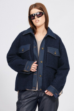 Демисезонная синия куртка из искусственного меха с карманами EOLA 2442 темно-синий - фото 1