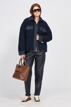 Демисезонная синия куртка из искусственного меха с карманами EOLA 2442 темно-синий - фото 3