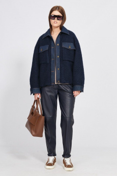 Демисезонная синия куртка из искусственного меха с карманами EOLA 2442 темно-синий - фото 2