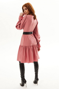 Платье с вырезом капля и двухъярусными воланами из текстиля Golden Valley 44016 розовый - фото 5