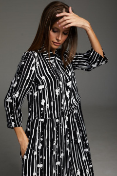 Платье свободного силуэта из вискозы с карманами DAVA 172 черный-белый - фото 4