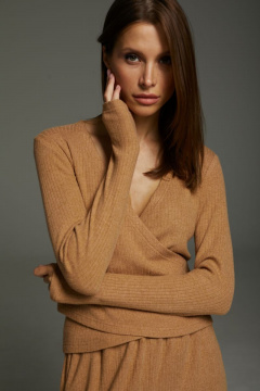 Брюки и джемпер в рубчик с поясом для повседневной носки DAVA 180 кэмел - фото 2