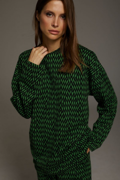 Брюки и джемпер свободного силуэта из трикотажа DAVA 182 черный-зеленый - фото 4