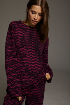 Брюки и джемпер двухпредметный комплект из вискозы DAVA 182 черный-фуксия - фото 4