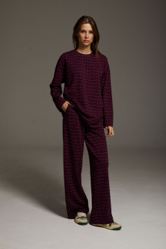 Брюки и джемпер двухпредметный комплект из вискозы DAVA 182 черный-фуксия - фото 1