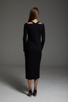 Фасонное приталенное платье из трикотажа с вырезом DAVA 185 черный - фото 3