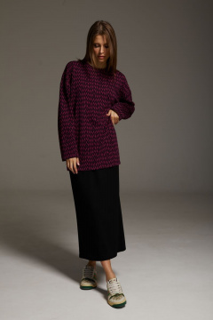 Юбка прямая черная из вискозы и трикотажа DAVA 188 черный - фото 3