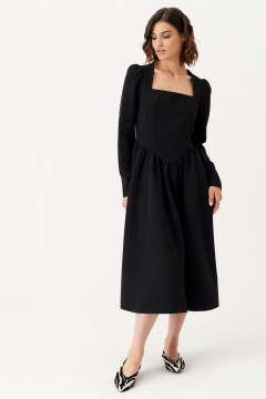 Демисезонное платье с длинными рукавами для повседневной носки Панда 152380w черный - фото 1