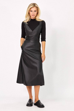 Эко-кожа топ с V-образным вырезом и застежкой молнией Rivoli 2364 чёрный - фото 1