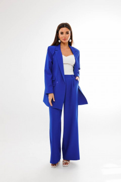 костюм из текстиля с приталенными брюками и жакетом Anelli 1398 василек - фото 2