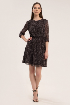 Платье из шифона с овальным вырезом и сборками на резинке Панда 40584w черный - фото 1