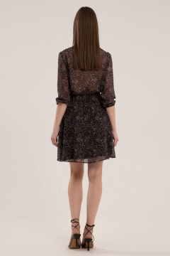 Платье из шифона с овальным вырезом и сборками на резинке Панда 40584w черный - фото 3