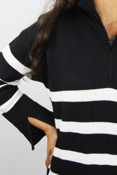 черный джемпер из трикотажа со спущенными плечами и удлинённым рукавом Полесье С1424-22 3С3062-Д43 158,164 черный - фото 3