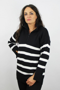 черный джемпер из трикотажа со спущенными плечами и удлинённым рукавом Полесье С1424-22 3С3062-Д43 158,164 черный - фото 2