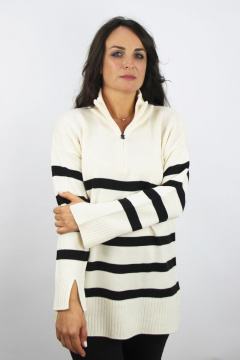 бежевый джемпер из трикотажа со спущенными плечами и удлинённым рукавом Полесье С1424-22 3С3062-Д43 170,176 экрю - фото 1