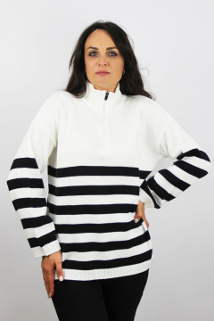 белый джемпер из трикотажа со спущенными плечами и удлинённым рукавом Полесье С1425-22 3С3075-Д43 158,164 супербелый - фото 1