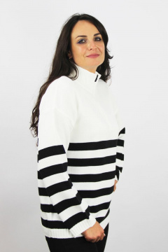 белый джемпер из трикотажа со спущенными плечами и удлинённым рукавом Полесье С1425-22 3С3075-Д43 170,176 супербелый - фото 2