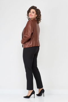 Приталенный жакет из экокожи без воротника Solomeya Lux 852 рыжий - фото 4