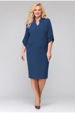 Платье прямиого силуэта с рельефами и пуговицами Jurimex 2953 синий - фото 1