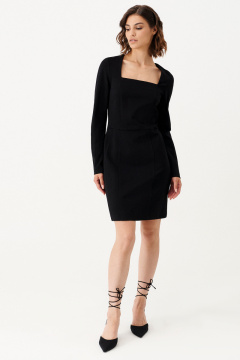 Платье черное нарядное из текстиля с разрезом Панда 153783w черный - фото 1