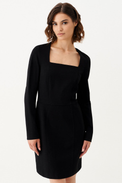 Платье черное нарядное из текстиля с разрезом Панда 153783w черный - фото 2