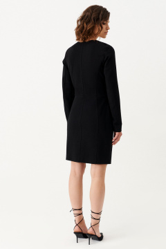 Платье черное нарядное из текстиля с разрезом Панда 153783w черный - фото 3