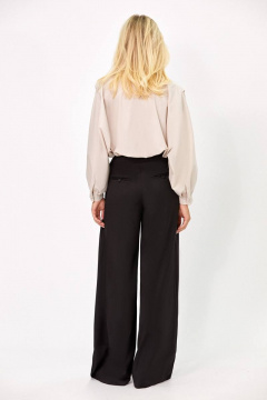 Бежевое платье с воротником-стойка и складками Rivoli 2355 бежевый - фото 3