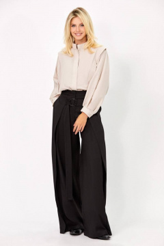 Бежевое платье с воротником-стойка и складками Rivoli 2355 бежевый - фото 2