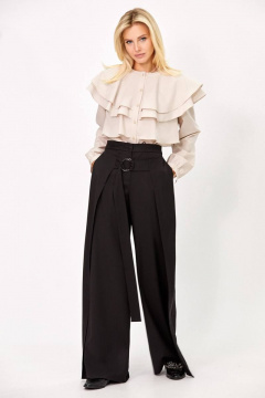 Бежевый блузка с воланами и воротником стойка Rivoli 2356.2 бежевый - фото 1