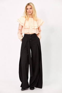 Бежевый блузка с воланами и воротником стойка Rivoli 2356.4 персиковый - фото 2