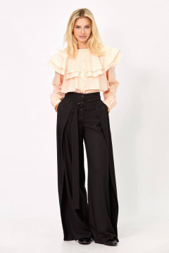 Бежевый блузка с воланами и воротником стойка Rivoli 2356.4 персиковый - фото 1